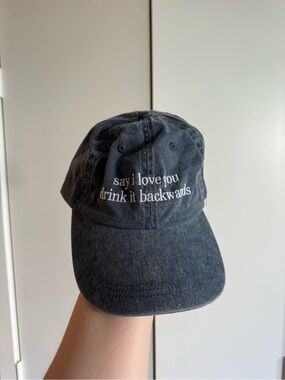 Embroidered Lizzy McAlpine Baseball Cap - 'say i love you drink it backwards'